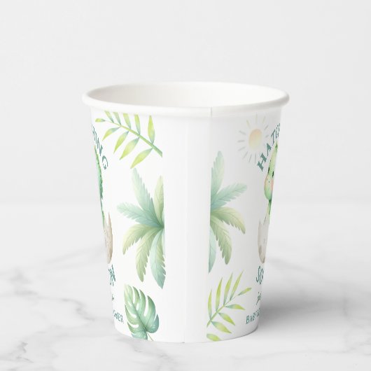 Schattige Dino Gender Neutral Dinosaur Baby shower Papieren Bekers (Rechts)