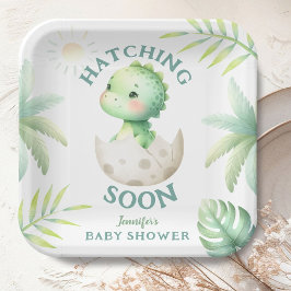 Schattige Dino Gender Neutral Dinosaur Baby shower Papieren Bordje