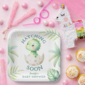 Schattige Dino Gender Neutral Dinosaur Baby shower Papieren Bordje (Feest)