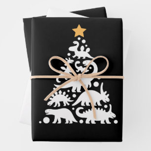 Schattige Dino Kerstboom Grappige Dinosaurus Vakan Inpakpapier Vel