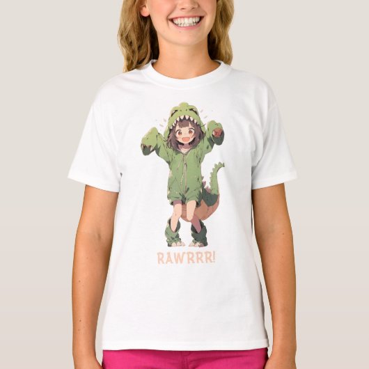 Schattige Dino Meisje T-shirt (Voorkant)
