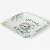 Schattige Dino Oerwoud Triceratops Dinosaur Baby s Papieren Bordje (Gebogen)