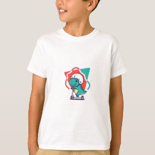 Schattige Dino op Scooter Kinderen T-shirt