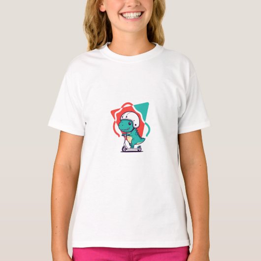 Schattige Dino op Step Kinderen T-shirt (Voorkant)