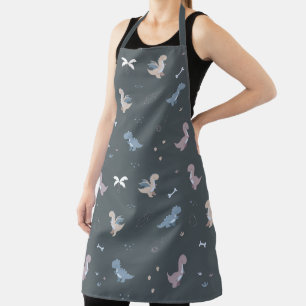 Schattige Dino Patern Blauw Grijs Schort