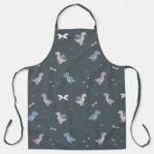 Schattige Dino Patern Blauw Grijs Schort (Voorkant)