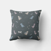 Schattige Dino Patern Blauw Grijs Sierkussen (Achterkant)