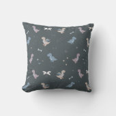 Schattige Dino Patern Blauw Grijs Sierkussen (Voorkant)
