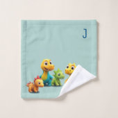 Schattige Dino Patroon Blauwe Naam 3D Dinosaurus B Bad Handdoek (Wasdoekje)