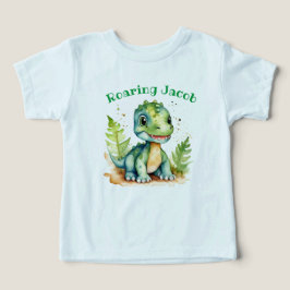 Schattige Dino Peuter T-shirt met Naam -bewerkbaar