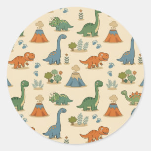 Schattige Dino Ronde Sticker