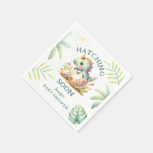 Schattige Dino Roze Meisje Dinosaurus Baby shower Servet (Hoek)