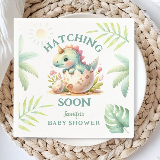 Schattige Dino Roze Meisje Dinosaurus Baby shower Servet