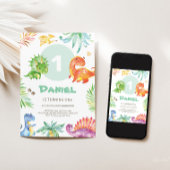 Schattige Dino thema verjaardagsuitnodiging Kaart