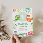 Schattige Dino thema verjaardagsuitnodiging Kaart