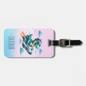 Schattige Dino Trex Pilot Flying Jet Vliegtuig Bagagelabel (Voorkant horizontaal)