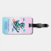 Schattige Dino Trex Pilot Flying Jet Vliegtuig Bagagelabel (Achterkant horizontaal)