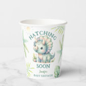 Schattige Dino Triceratops Dinosaurus Groen Baby s Papieren Bekers (Achterkant)