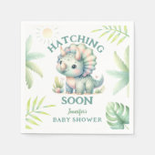 Schattige Dino Triceratops Dinosaurus Groen Baby s Servet (Voorkant)