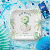 Schattige Dino Tropical Dinosaur Baby shower Papieren Bordje (Feest)
