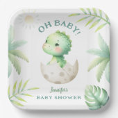 Schattige Dino Tropical Dinosaur Baby shower Papieren Bordje (Voorkant)