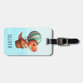 Schattige Dino vliegen in een heteluchtballon Bagagelabel (Voorkant horizontaal)