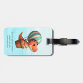 Schattige Dino vliegen in een heteluchtballon Bagagelabel (Achterkant horizontaal)