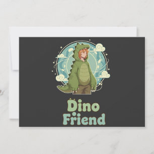 Schattige Dino Vriend Anime Jongen - Groene Dinosa Save The Date