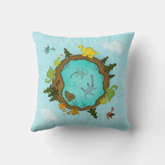 Schattige Dino World Pillow Kussen (Achterkant)