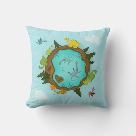 Schattige Dino World Pillow Kussen (Voorkant)