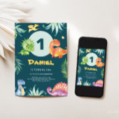 Schattige Dinos verjaardagsuitnodiging Kaart