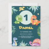 Schattige Dinos verjaardagsuitnodiging Kaart (Voorkant)