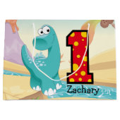 Schattige Dinosaur 1st Birthday Party Custom Groot Cadeauzakje (Voorkant)