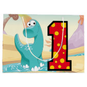 Schattige Dinosaur 1st Birthday Party Custom Groot Cadeauzakje (Achterkant)
