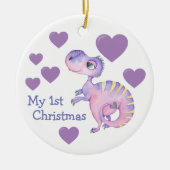 Schattige Dinosaur Baby Eerste Kerstkerst Keramisch Ornament (Voorkant)