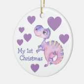 Schattige Dinosaur Baby Eerste Kerstkerst Keramisch Ornament (Links)
