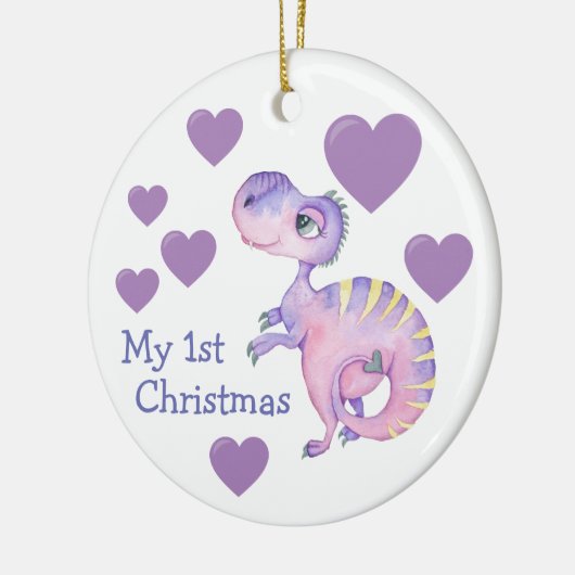 Schattige Dinosaur Baby Eerste Kerstkerst Keramisch Ornament (Links)