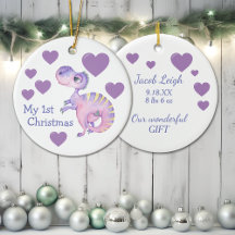 Schattige Dinosaur Baby Eerste Kerstkerst