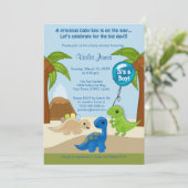 Schattige Dinosaur Baby Shower Invitations Boy Kaart (Staand voorkant)