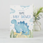 Schattige Dinosaur Baby shower uitnodiging (Staand voorkant)