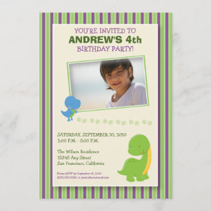 Schattige Dinosaur Birthday Party Invite (groen) Kaart