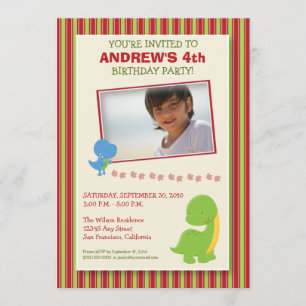 Schattige Dinosaur Birthday Party Invite (rood) Kaart
