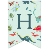 Schattige Dinosaur blauw jongensverjaardagspatroon Vlaggetjes (Tweede vlag)