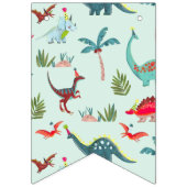 Schattige Dinosaur blauw jongensverjaardagspatroon Vlaggetjes (Eerste vlag)