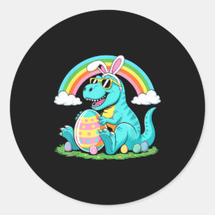 Schattige Dinosaur Bunny Ei Gelukkige Oostrawr T R Ronde Sticker