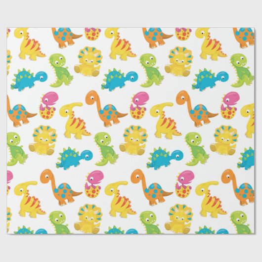 Schattige Dinosaur Cadeaupapier (Vlak)