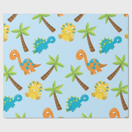 Schattige Dinosaur Cadeaupapier (Vlak)