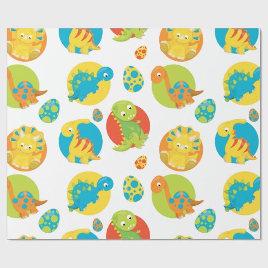 Schattige Dinosaur Cadeaupapier (Vlak)
