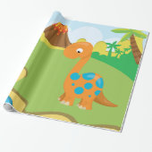 Schattige Dinosaur Cadeaupapier (Uitgerold)