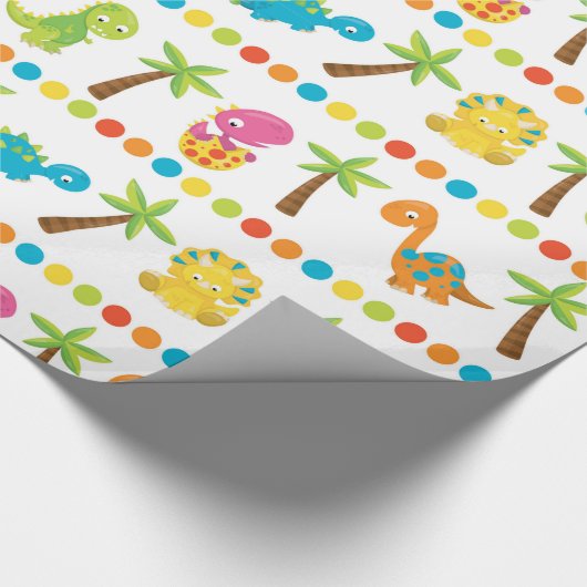 Schattige Dinosaur Cadeaupapier (Hoek)